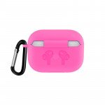 Wholesale Airpod Pro Charging Case Protective Silicone Cover Skin with Hang Hook Clip (Hot Pink)